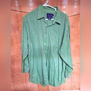 Hunt Club green herringbone button down shirt size 17